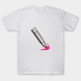 Illustration of Pink blush lipstick turned upside down T-Shirt